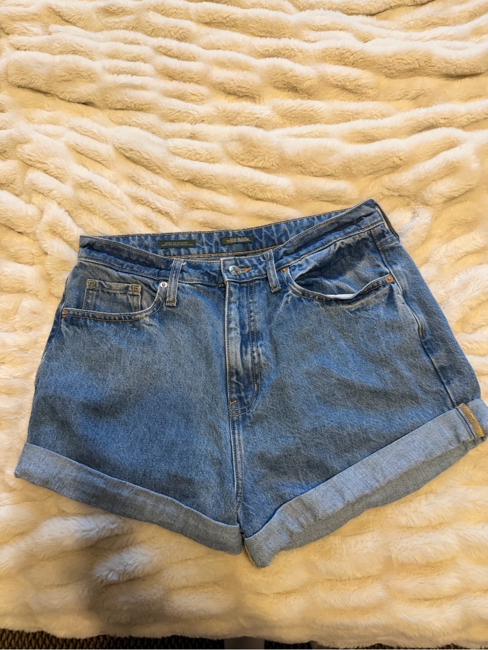 wild fable High-Rise Blue Denim Shorts with Cuffed Hem